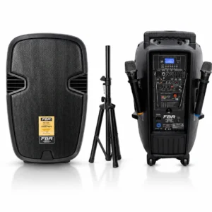 Parlante Portátil a Batería 15" FBR 15BT Con 2 Micrófonos Inalámbricos y Parante