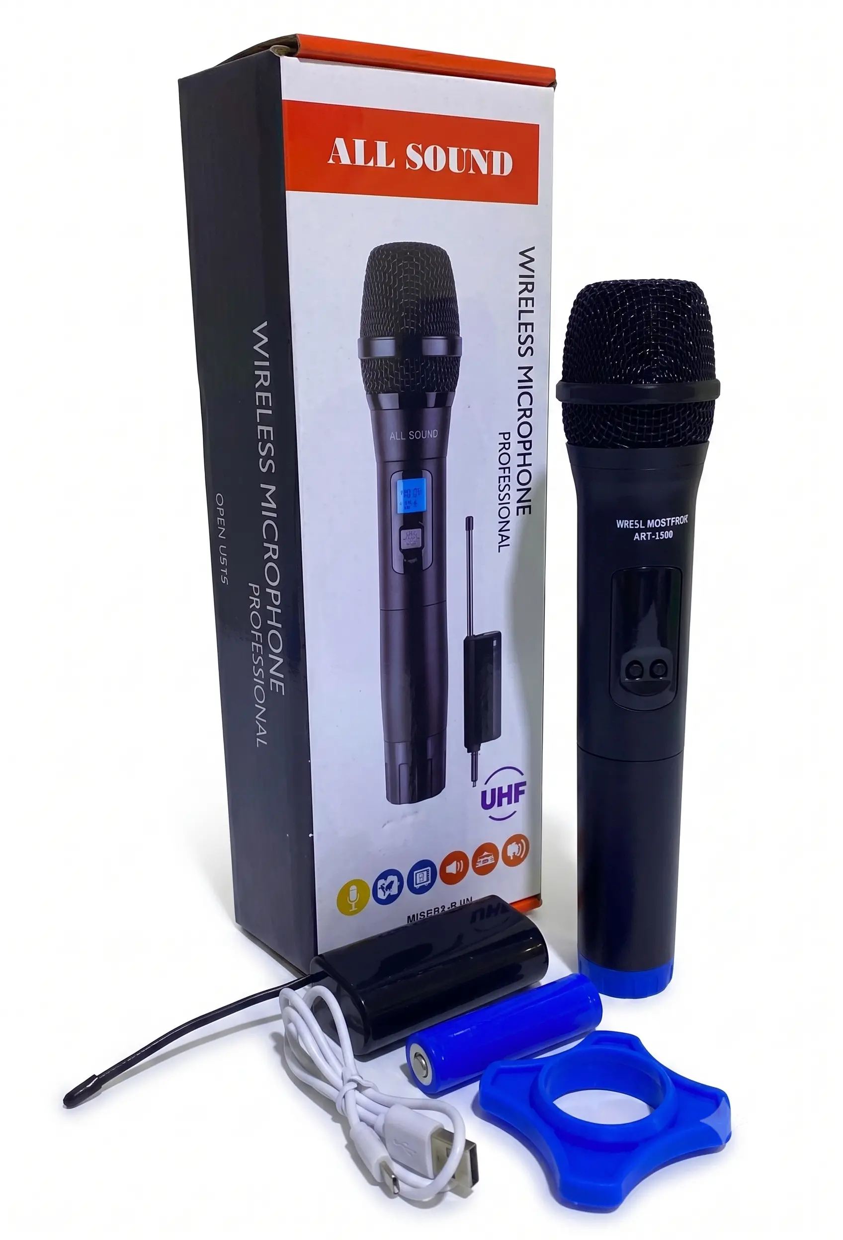 Micrófono Inalámbrico Recargable UHF All Sound WP-20U Para Karaoke