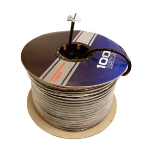 Rollo de Cable Shure Negro de 100 metros para fabricación de cables de micrófono y conexiones de audio profesional balanceado.