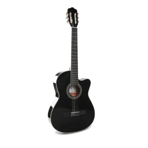 Guitarra electroacústica Palmer FINA-CEQ-BK de 39 pulgadas con tapa de abeto, ecualizador de 4 bandas, afinador digital y cuerdas de nylon.