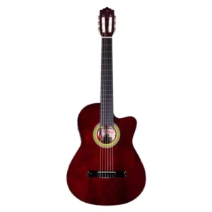 Guitarra electroacústica Palmer FINA-CEQ-WR de 39 pulgadas color Wine Red con ecualizador de 4 bandas, afinador digital y cuerdas de nylon.