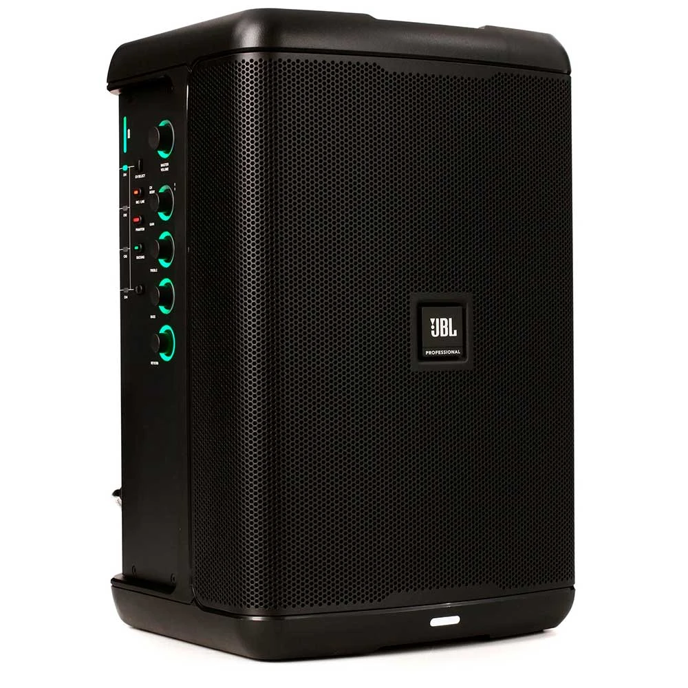 Sistema PA portátil JBL EON ONE Compact con batería recargable, mezcladora digital de 4 canales, Bluetooth y woofer de 8 pulgadas.