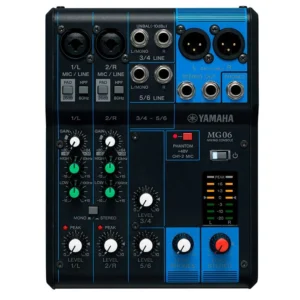 Yamaha MG06 consola mezcladora analógica profesional de 6 canales con preamplificadores D-PRE y Phantom Power +48V.