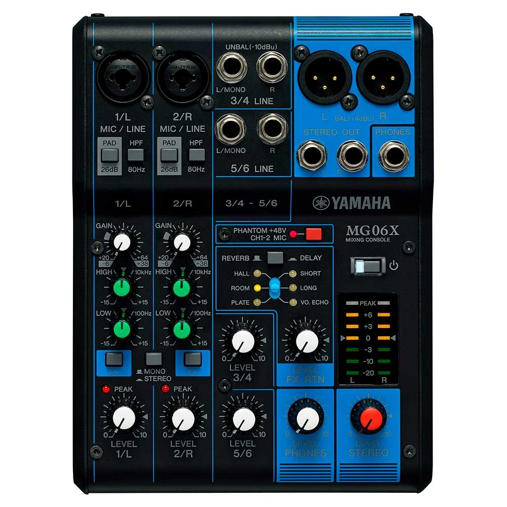 Yamaha MG06X – Consola Mezcladora Analógica Profesional de 6 Canales con Efectos SPX
