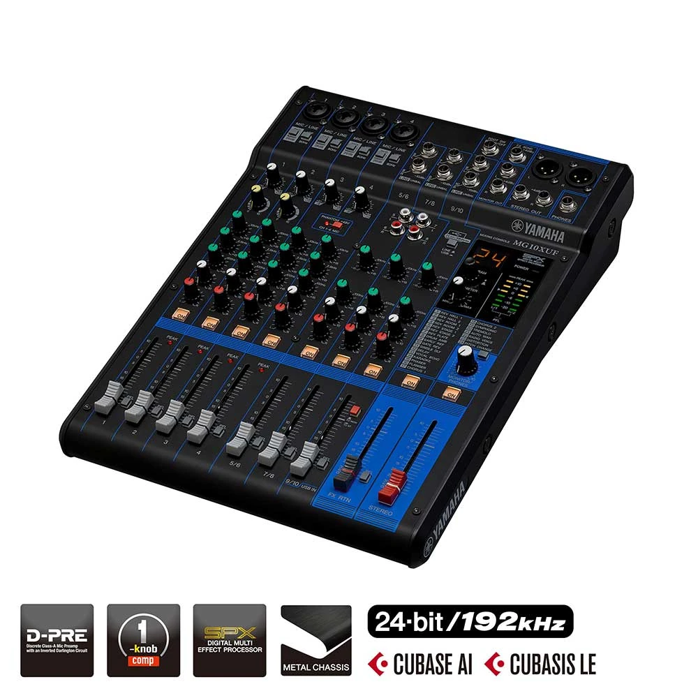 Yamaha MG10XUF – Consola Mezcladora Analógica Profesional de 10 Canales con Faders, USB y Efectos SPX - Imagen 2