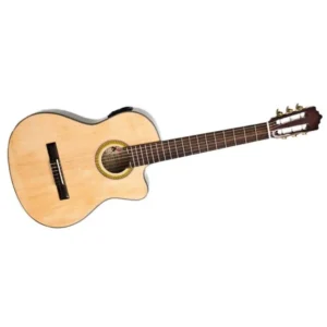 Guitarra electroacústica Palmer FINA-CEQ-N de 39 pulgadas con acabado natural, ecualizador de 4 bandas, afinador digital y cuerdas de nylon.