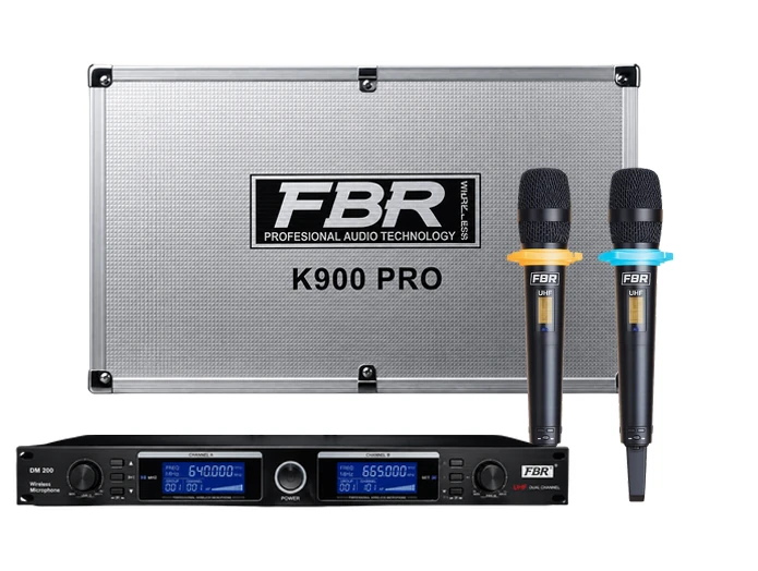 FBR K900 PRO 2 micrófonos inalámbricos UHF de 100 metros